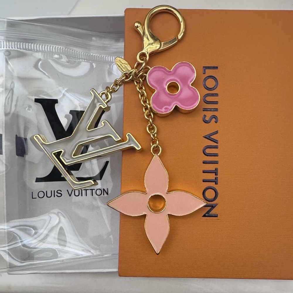 Louis Vuitton Pink and Gold Floral Key Chain